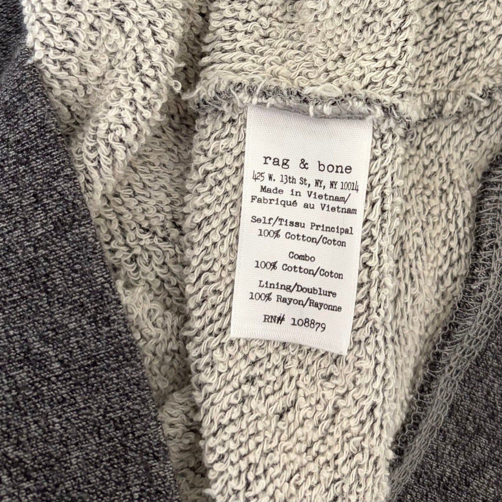RAG & BONE Jean Murphy Hoodie Crossover Envelope Back Hood Gray Pullover X-Small
