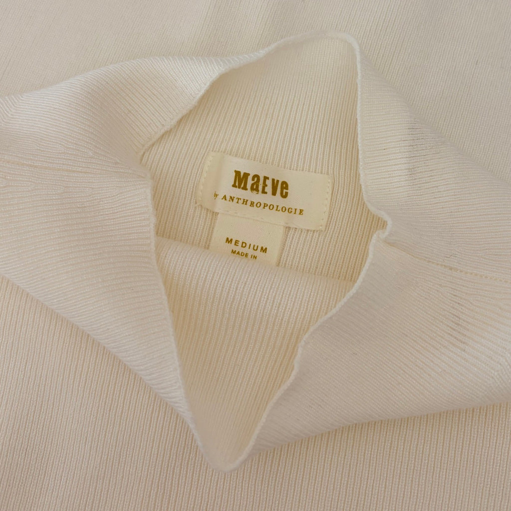 Anthropologie MAEVE Arlowe Bell Sleeve Sweater Ivory Mockneck Mock Neck Medium