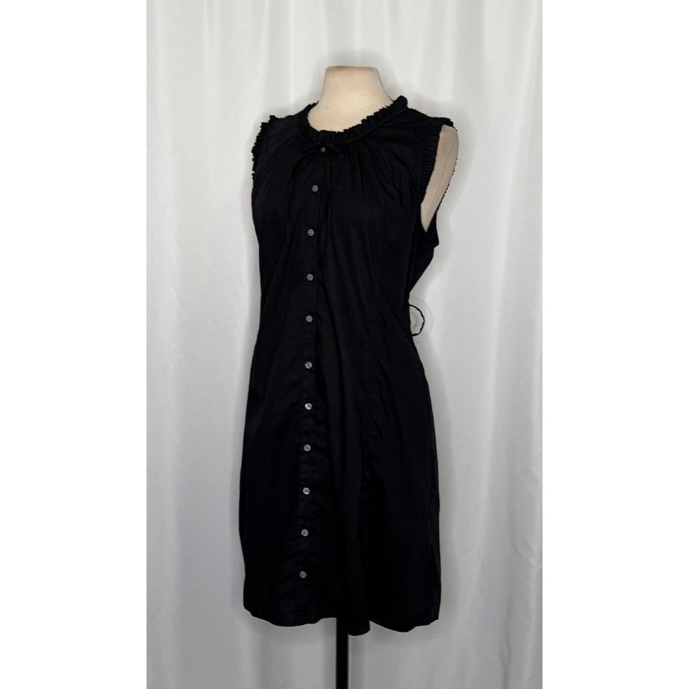 NWT!! J. CREW Factory Ruffle Tie Neck Mini Dress Solid Black Preppy Shift 18