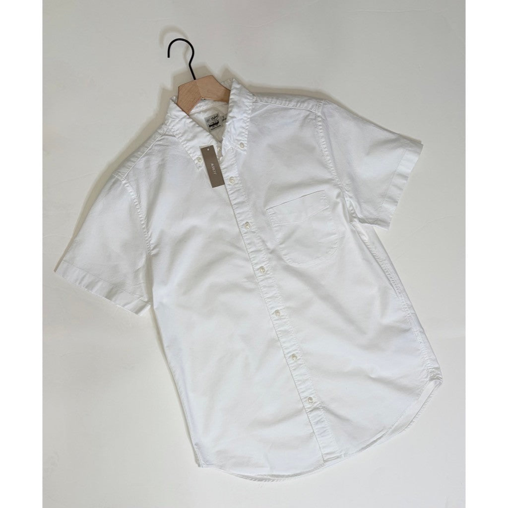 NWT!! Men's J. CREW Short Sleeve Broken-In Organic Cotton Oxford Shirt White S
