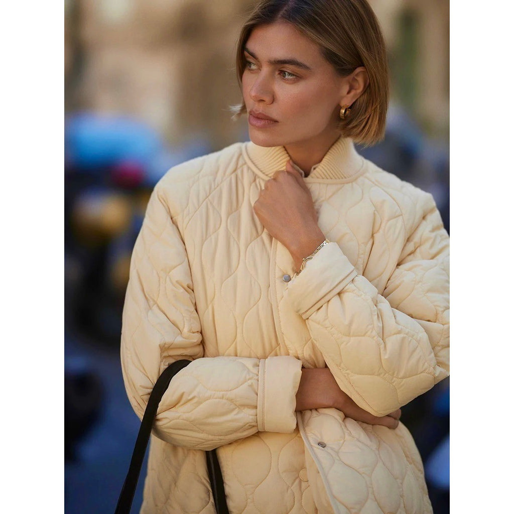 NWT!! VARLEY Luca Quilted Jacket Solid Reed Yellow Bomber Snaps Solid X-Large