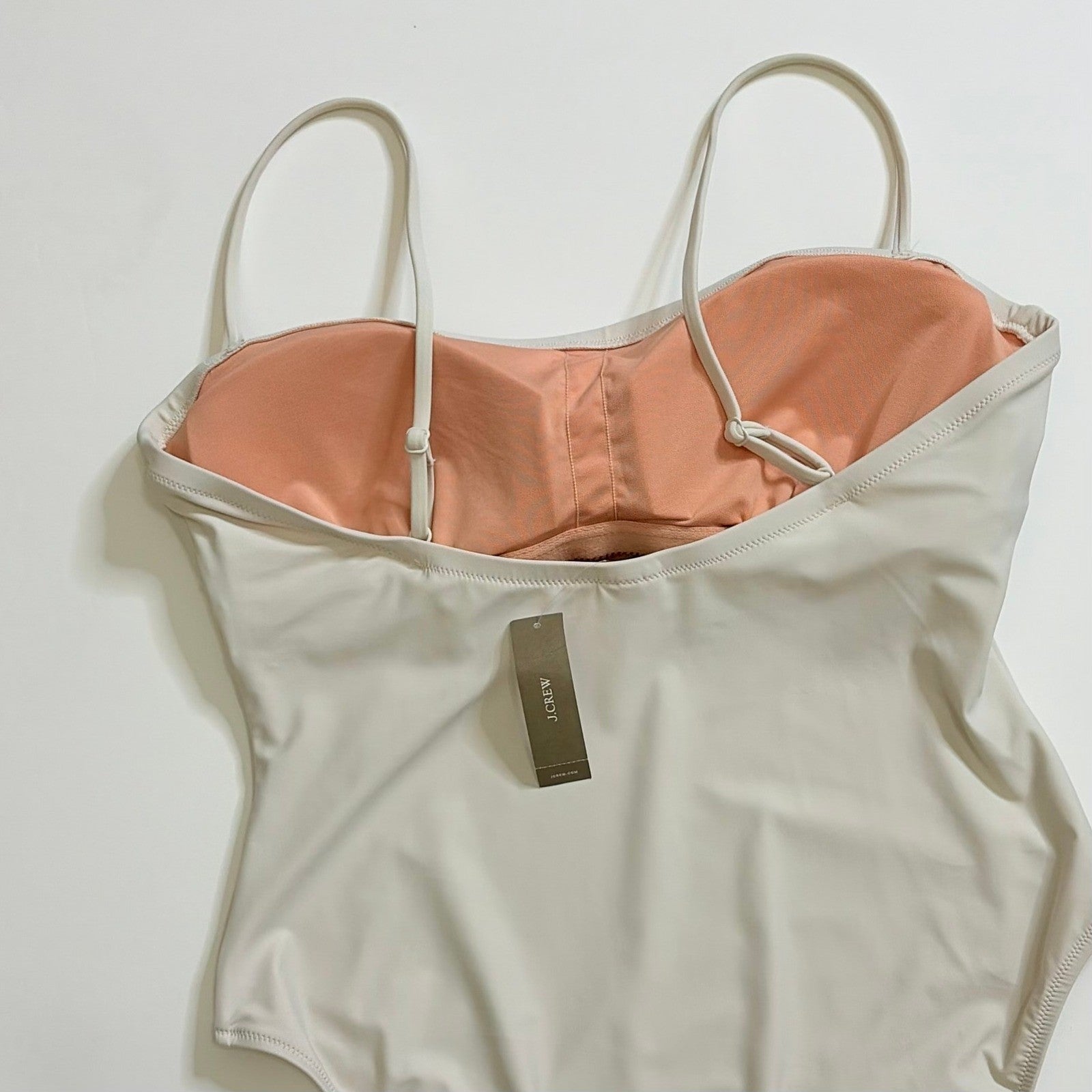 NWT!! J. CREW Squareneck One Piece Swimsuit Solid Natural Vacation Size 14