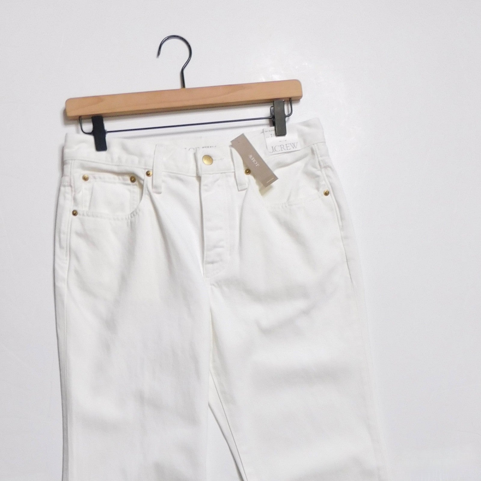 NWT!! J. CREW White '84 Slouchy Jeans Solid Button Fly Straight Legs Size 26