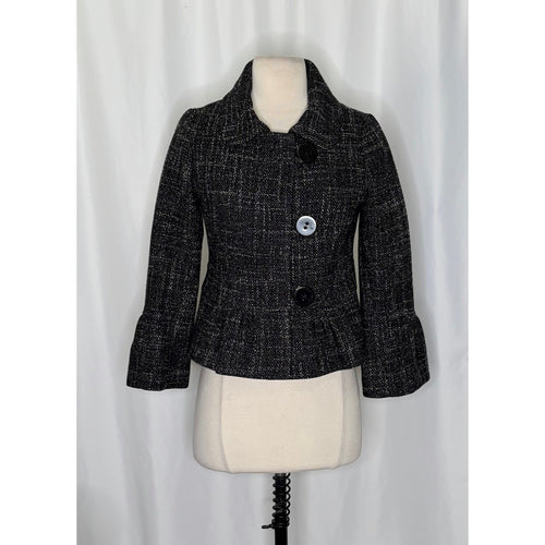 Anthropologie TAIKONHU Teed Peplum Cropped Jacket Coat Wool Blend Size 2