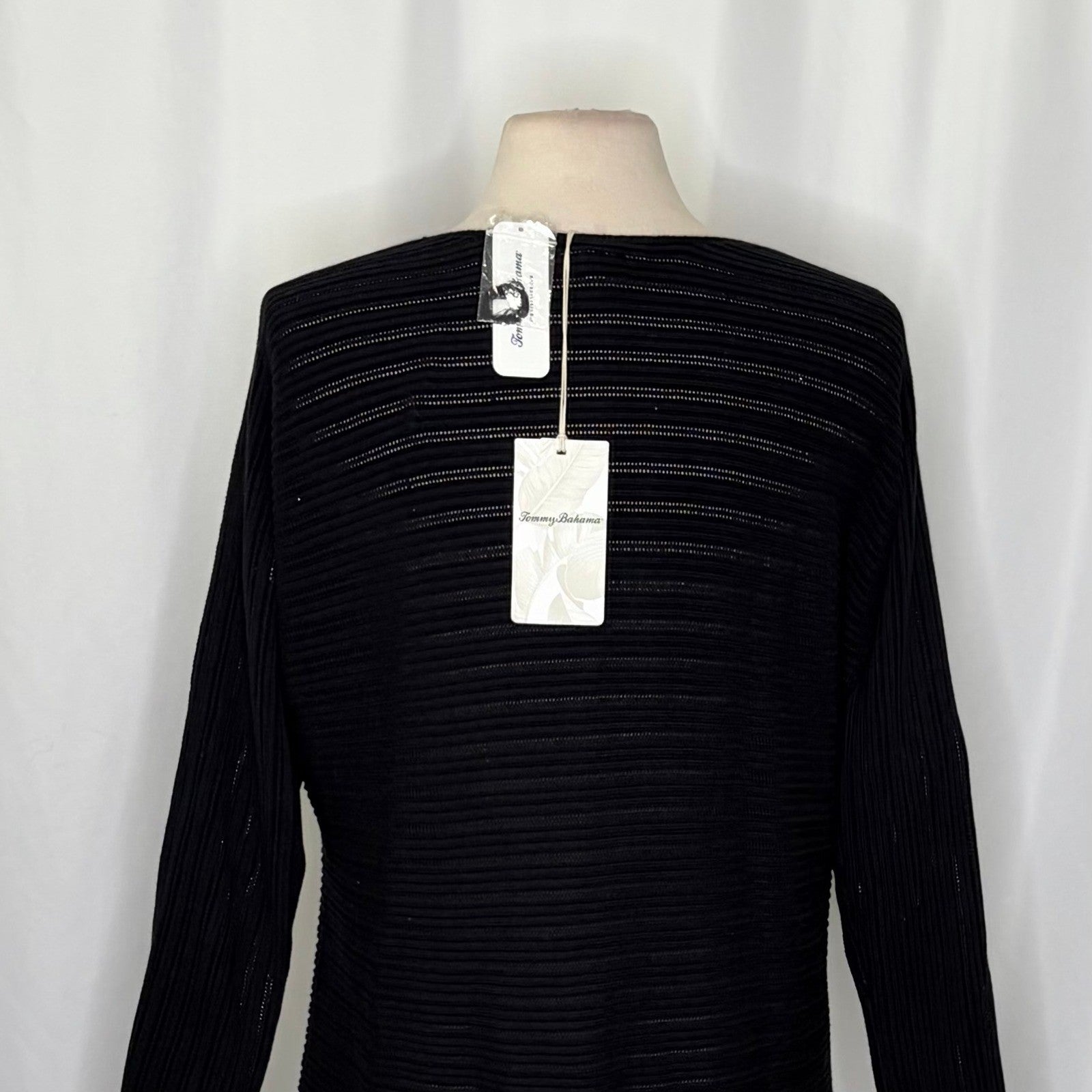 NWT!! TOMMY BAHAMA Jewel Bay Black Sequin V Neck Sweater Pullover Knit Large