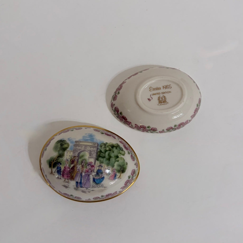 Vintage LENOX Porcelain Egg Trinket Box Mini Small Floral Paris 1985 Easter