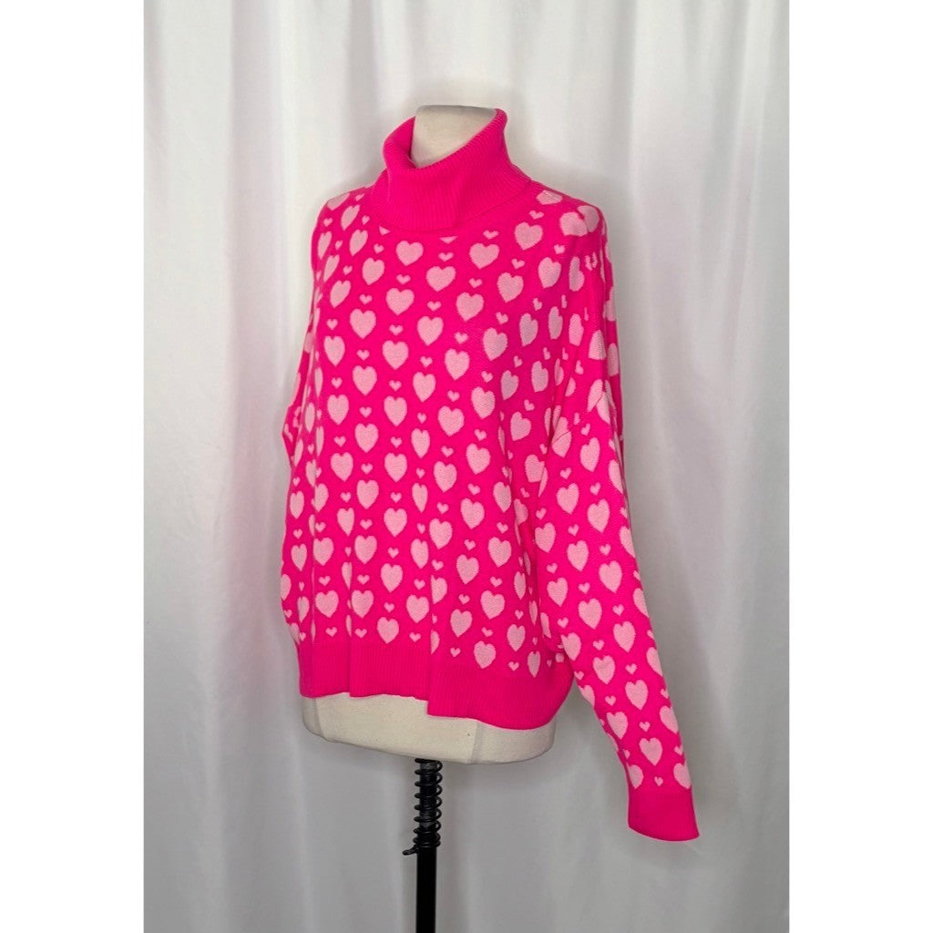 LILLY PULITZER Liggy Sweater Passion Fruit Pink Valentine Heart Jacquard Small