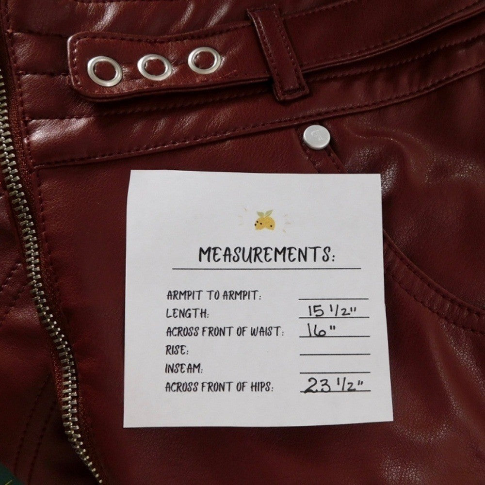 NWT!! Anthropologie PILCRO Fit-and-Flare Faux Leather Mini Skirt Wine Moto 12