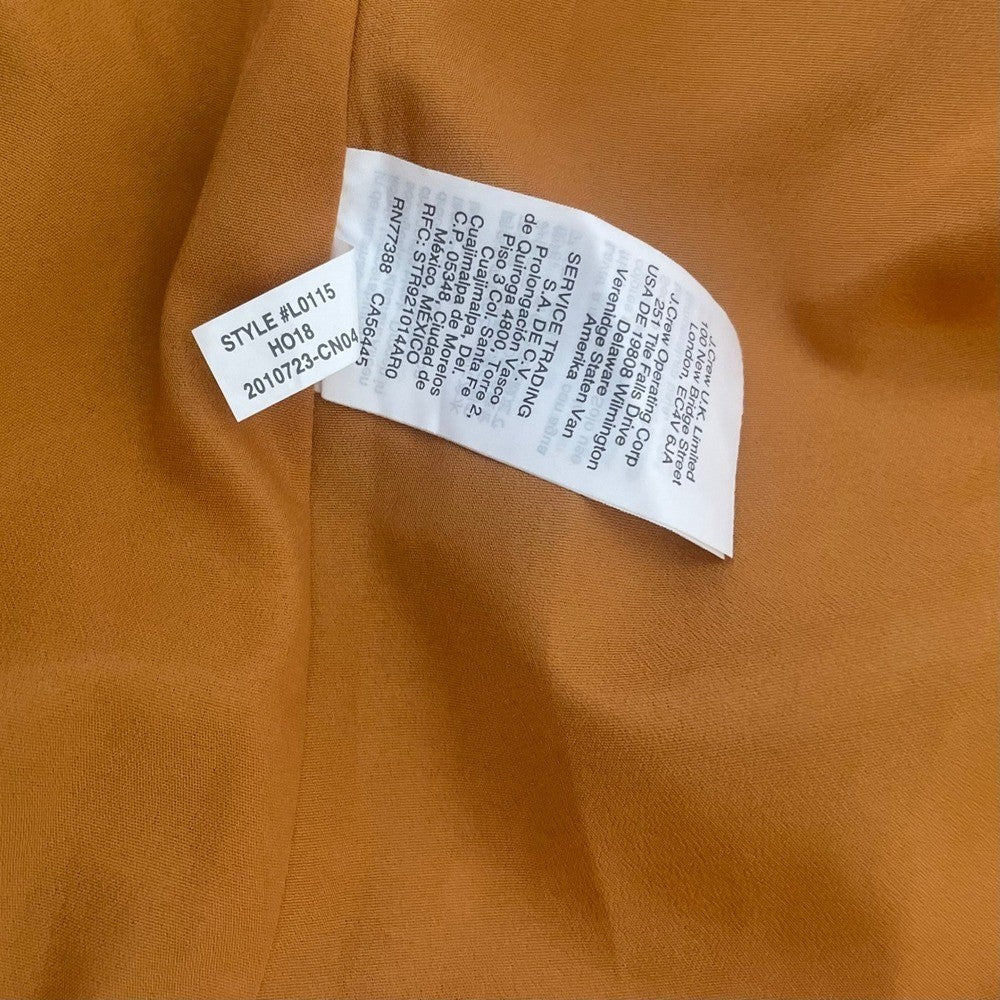 J. CREW Point Sur Ruffled Crinkle Polka Dot Dress Warm Caramel Party Size 2