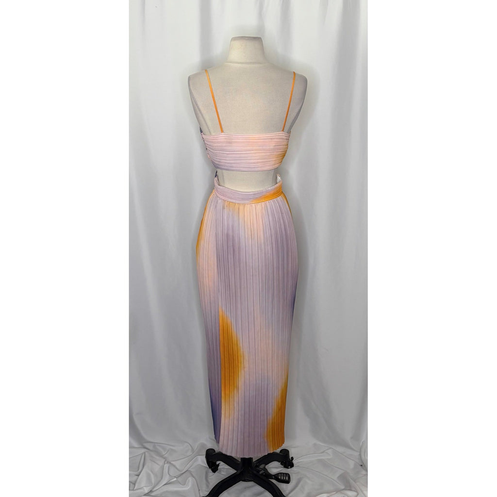 Revolve A.L.C. Sienna Dress Pastel Ombré Pleated Midi Dress Faux Wrap Size 6