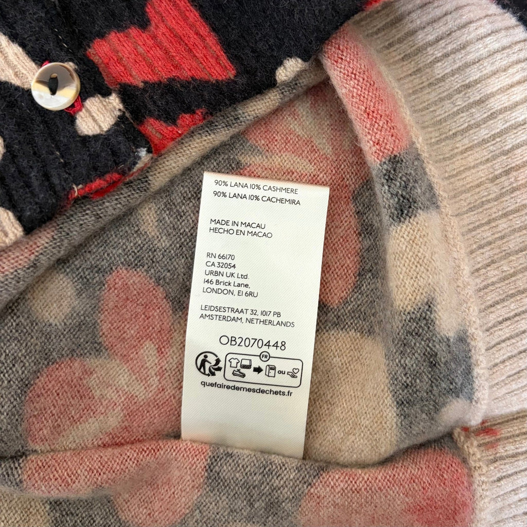 NWT!! FREE PEOPLE Nocturnal Patterned Cardi Black Retro Combo Hearts Floral XS