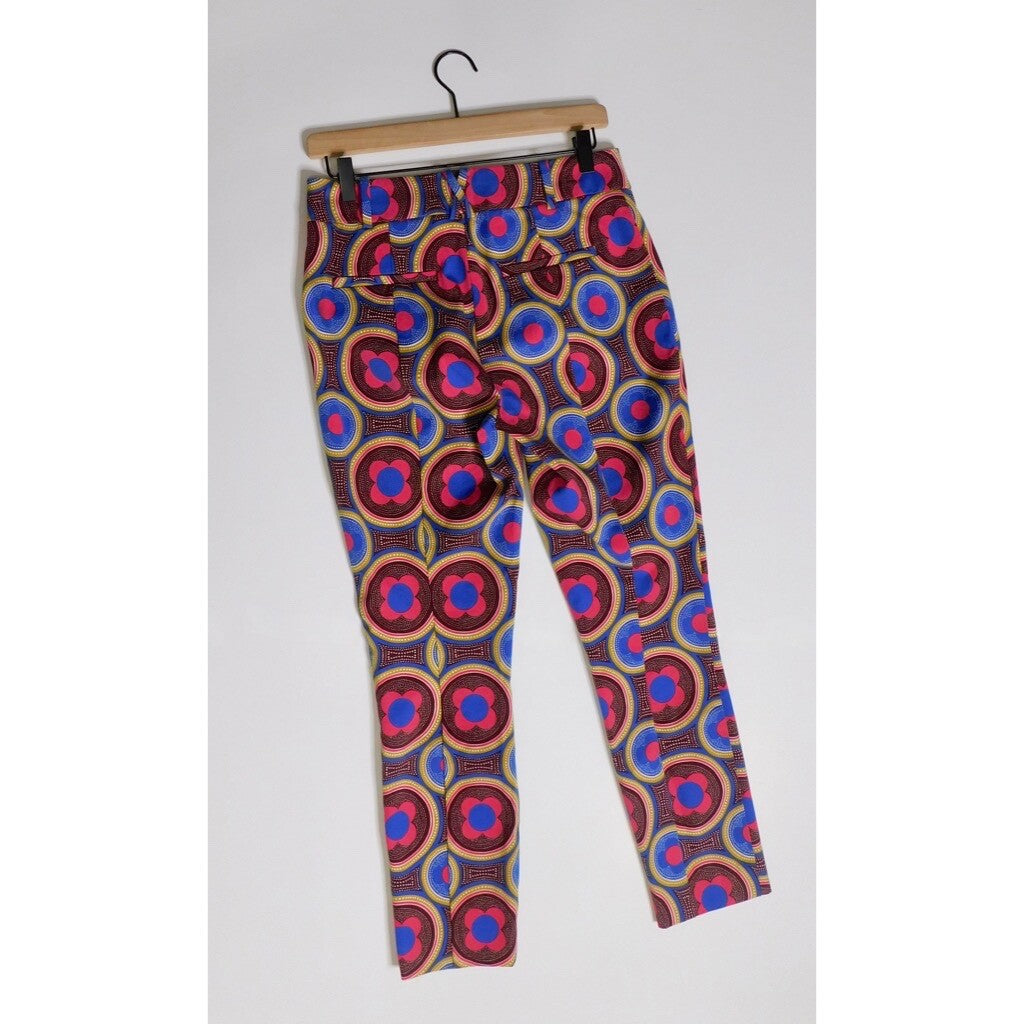 ANTHROPOLOGIE The Slim Trousers Pants Retro Floral Cropped Bright Size 4