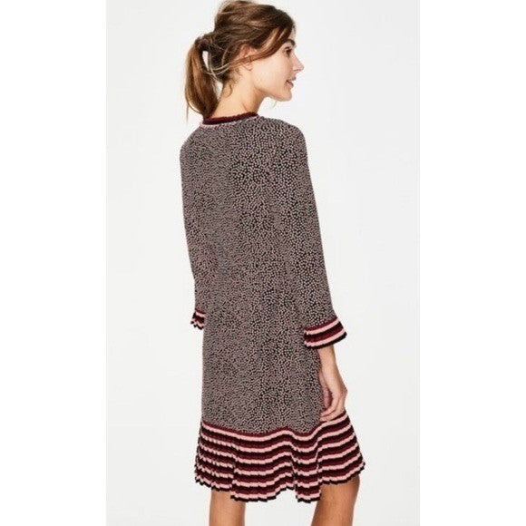 NWT!! BODEN Lara Polka Dot Striped Pleated Trim Dress Cluster Spot 6L 6 Tall