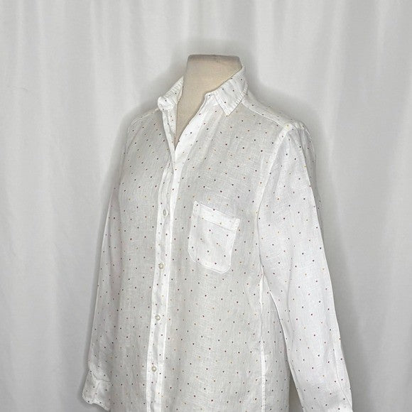 GRAYSON The Hero Linen Heart Print Buttondown Shirt Top Hearts Size 01 X-Small