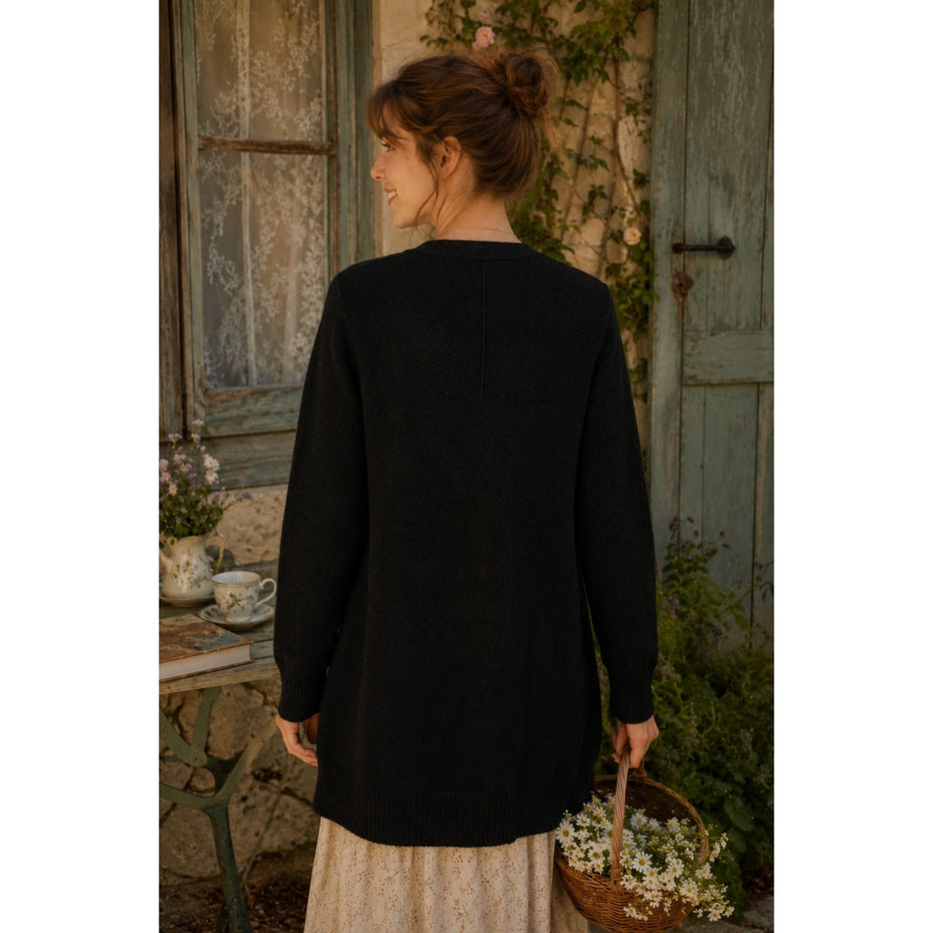 MARGARET O'LEARY Black Cashmere Cardigan Sweater Solid Buttons Pockets X-Small
