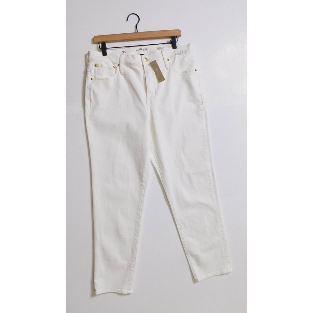 NWT!! J. CREW White Slim Jeans '03 2003 Stretch Solid White High Rise Size 31