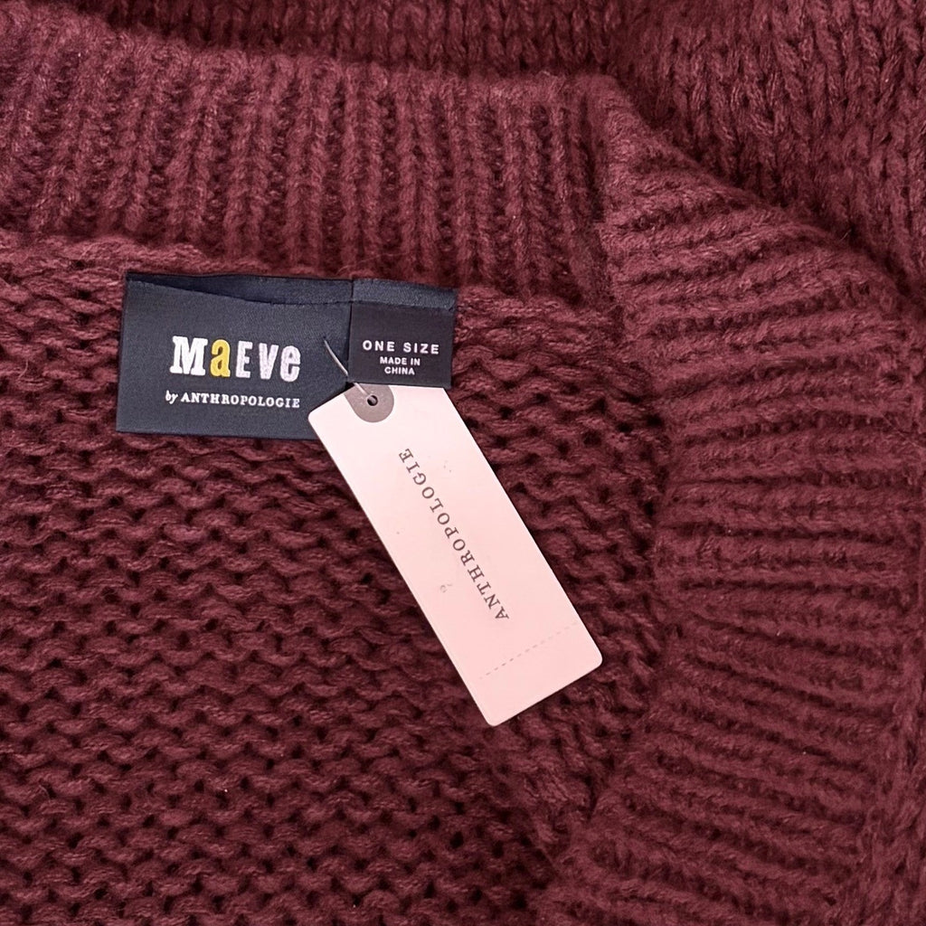 NWT!! Anthropologie MAEVE The Alicia 3D Bow Cropped Cardigan Dark Wine One Size