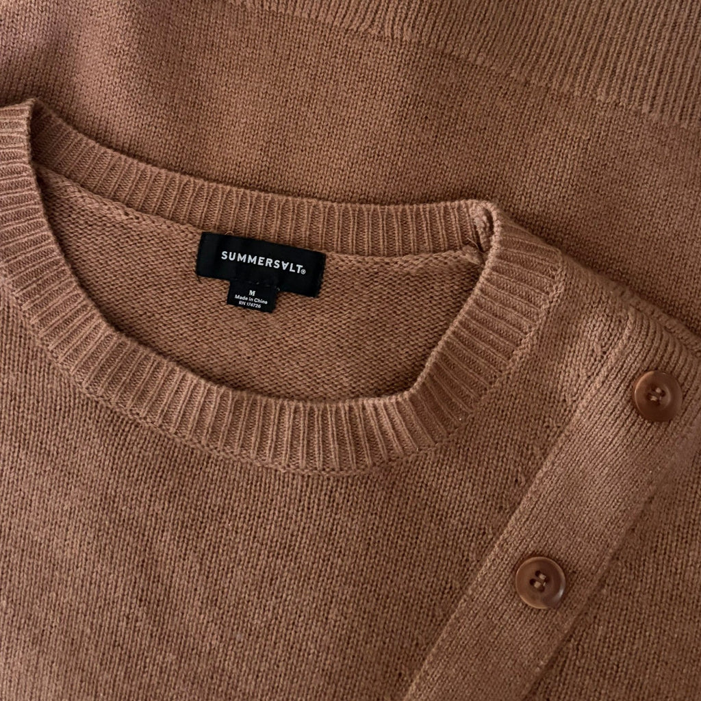 SUMMERSALT The Luxe Cashmere Wool Sweater Button Detail Knit Pullover Medium