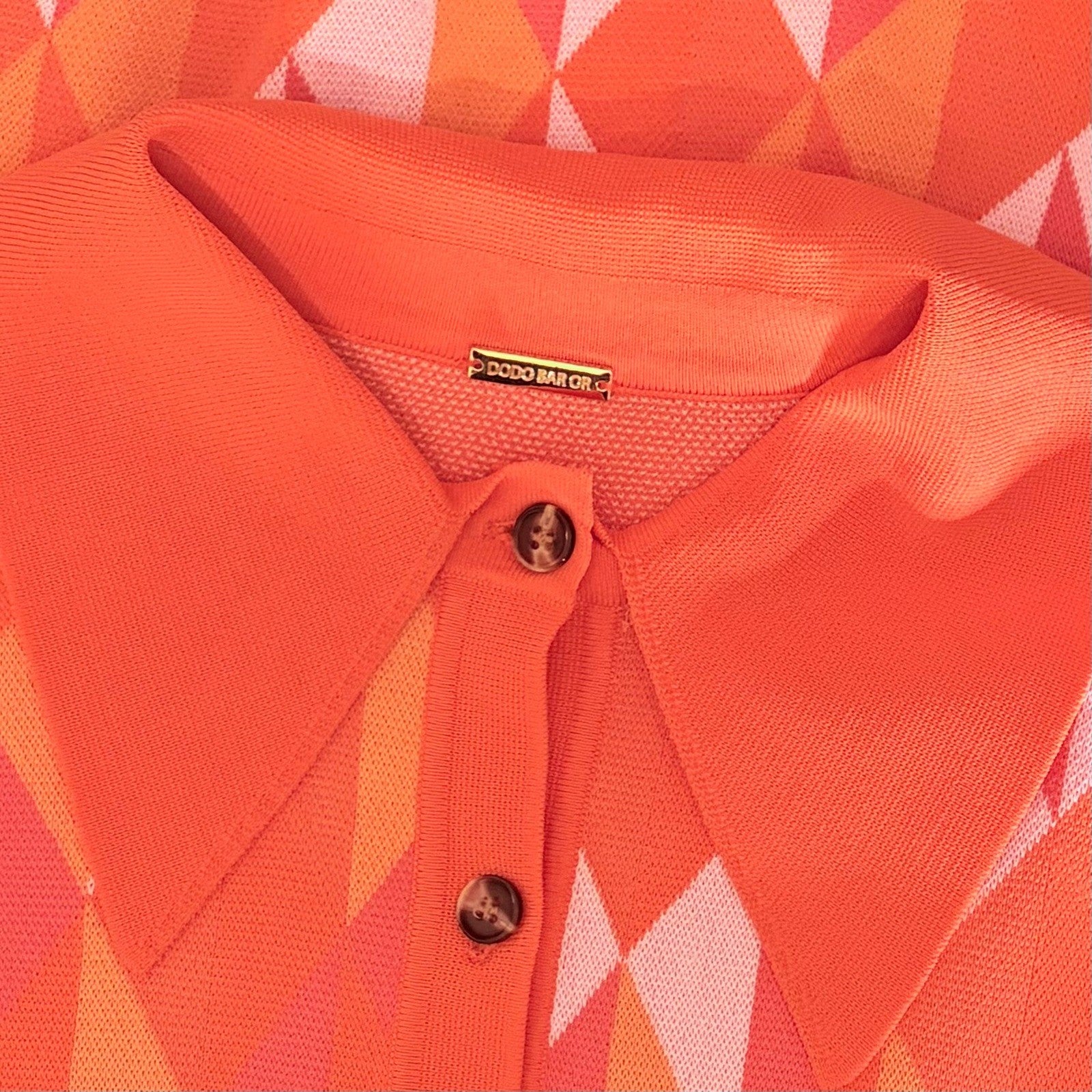 DODO BAR OR Orange Geometric Bodysuit Cutout Back Knit Colorful Cheeky 42 / US 4