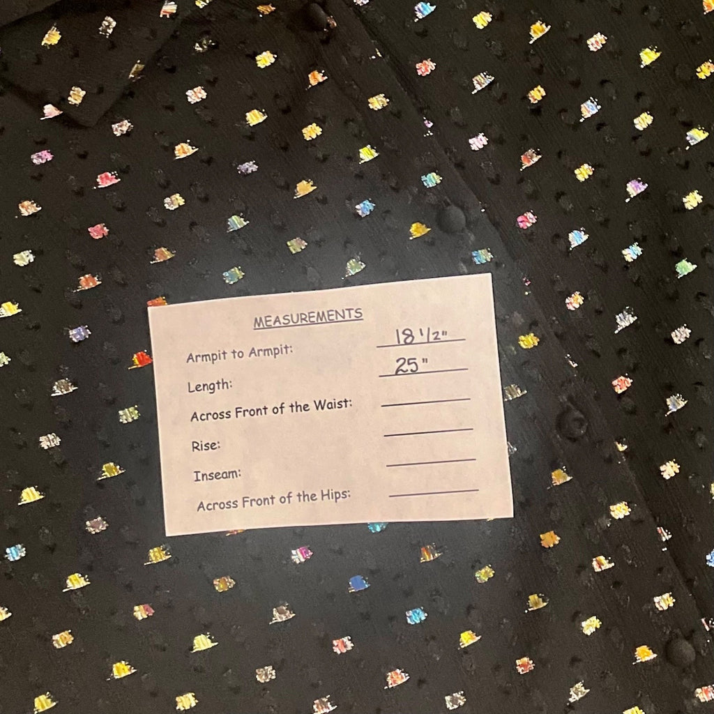 NWT!! PAIGE Cleobelle Black Metallic Tie Neck Top Blouse Rainbow Clip Dot XS