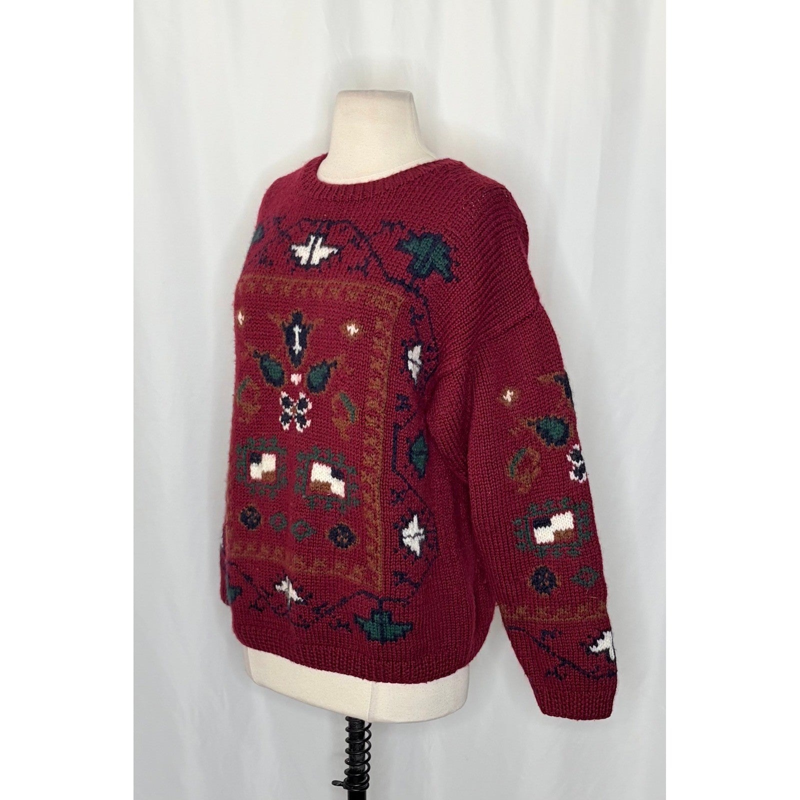 Vintage Studio MICHELLE STUART Wool Blend Geometric Sweater Hand Knit Small