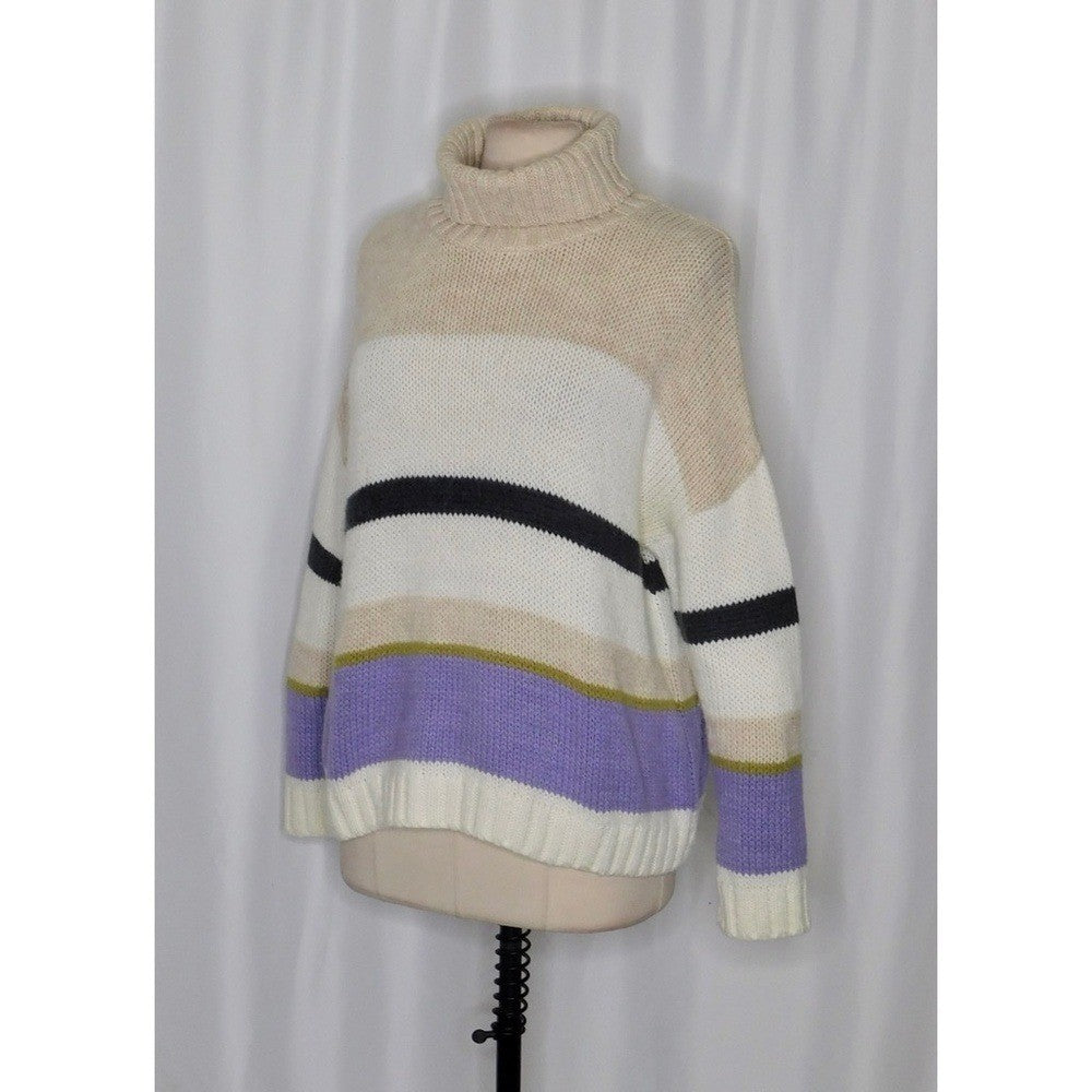 Anthropologie ALDOMARTINS Striped Turtleneck Sweater Aldo Martins Wool Small
