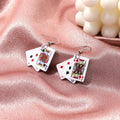 Playing Card MultiSuit Mismatched Drop Earrings Poker Las Vegas Blackjack Casino
