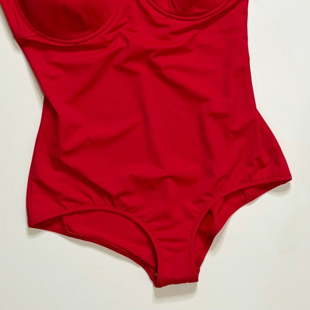 NWT!! FREE PEOPLE x Follow Suit Regina One-Piece Swimsuit Vermillion Red X-Large