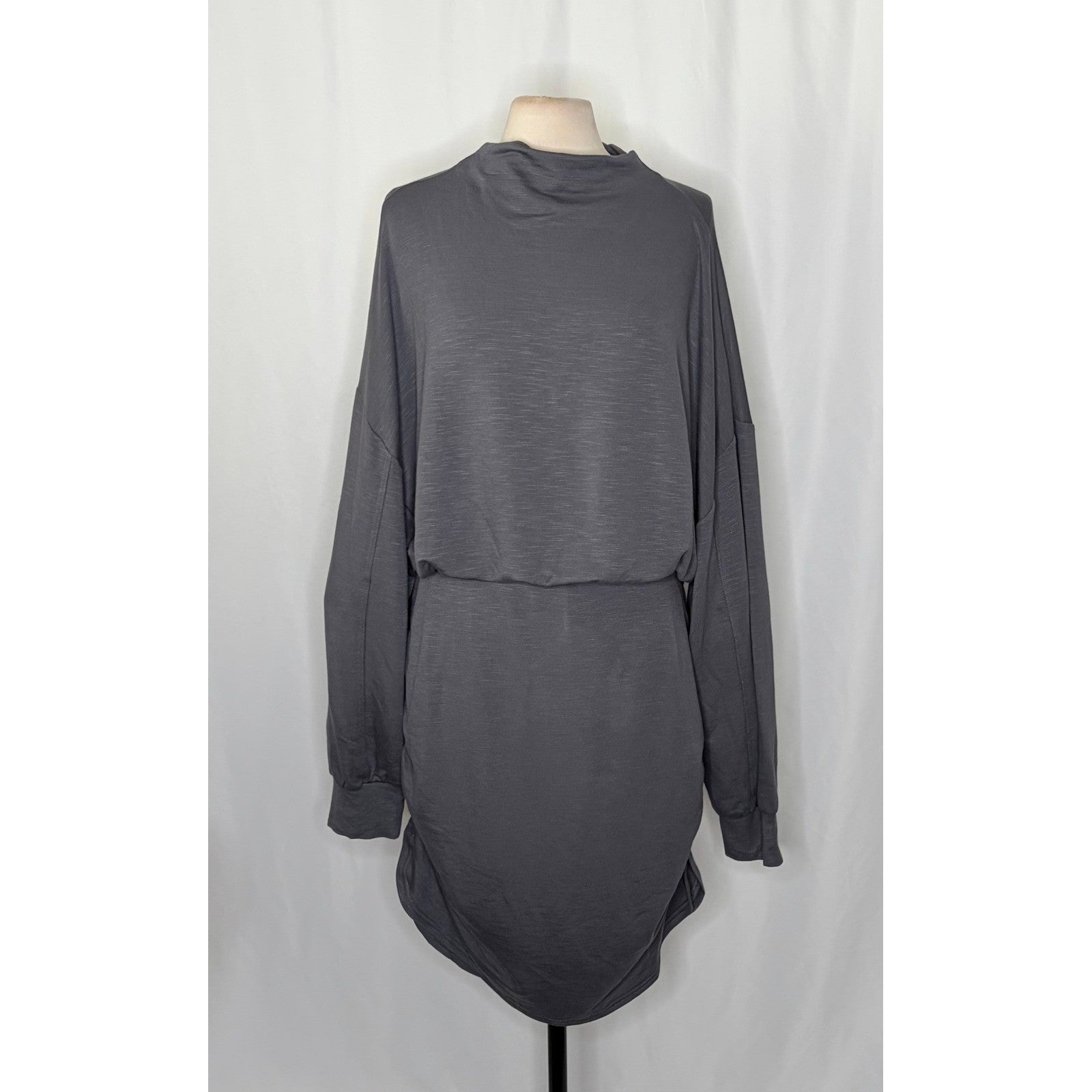 NWT!! Anthropologie DAILY PRACTICE Ruched Cozy Dress Solid Grey Cutout Size 3X