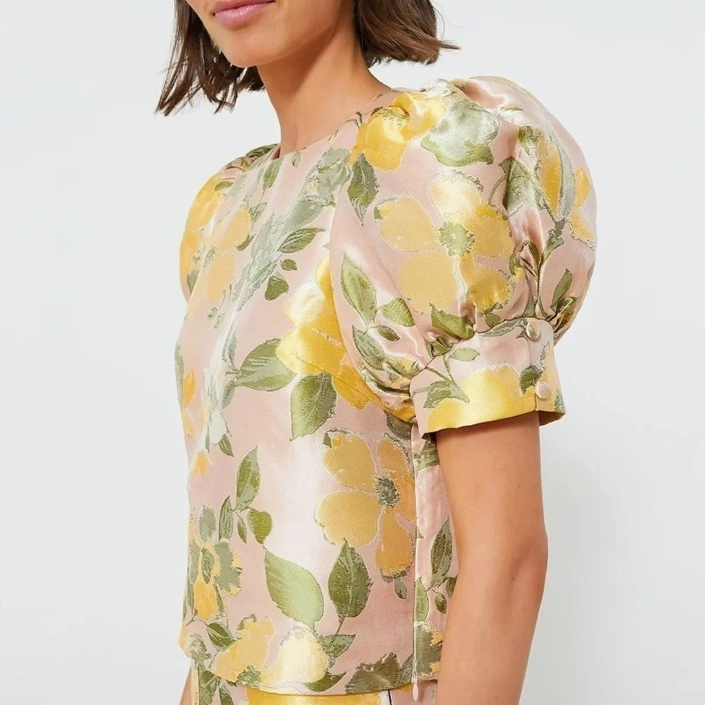NWT! Tuckernuck POMANDER PLACE Floral Lotus Jacquard Thea Blouse X-Large