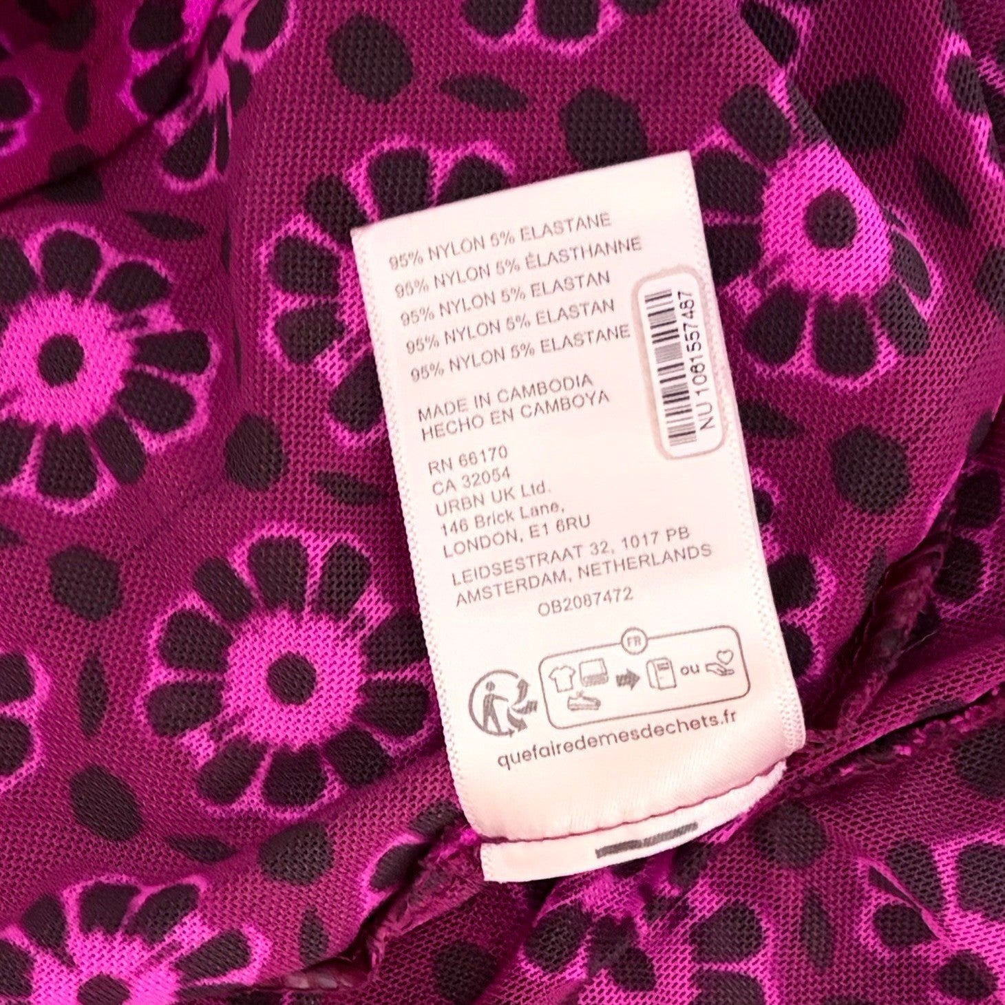FREE PEOPLE Briella Dress Floral Ruched Midi Fuchsia Combo Ruching Party Large