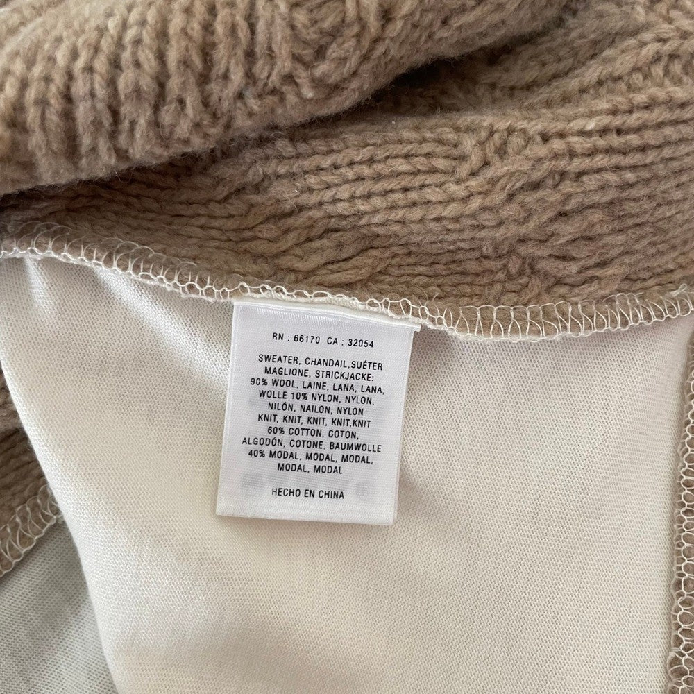 Anthropologie PILCRO Dually Clad Twofer Sweater Top Brown Wool Cable Knit M