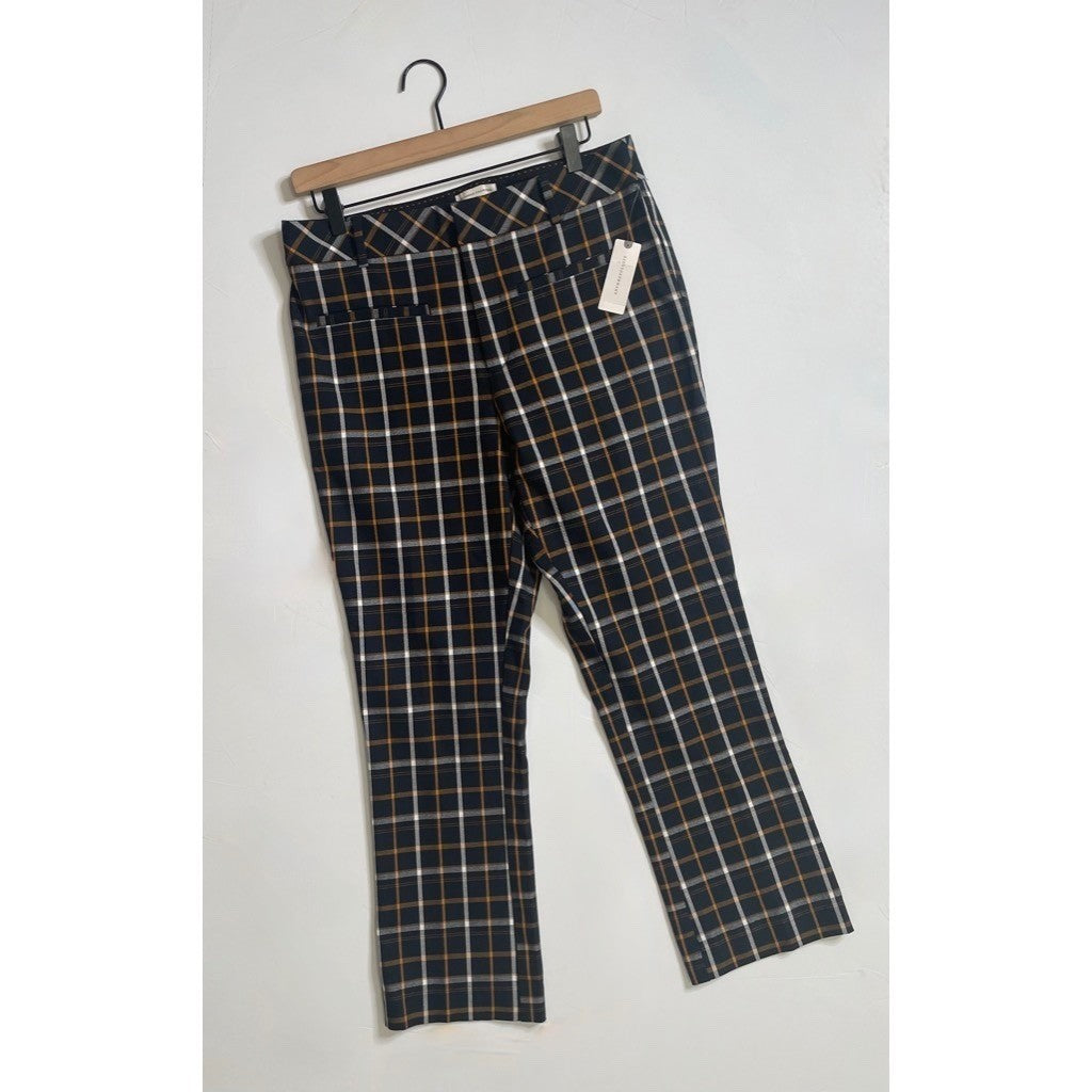 NWT!! ANTHROPOLOGIE The Essential Plaid Pants Black Orange Academia Preppy 10