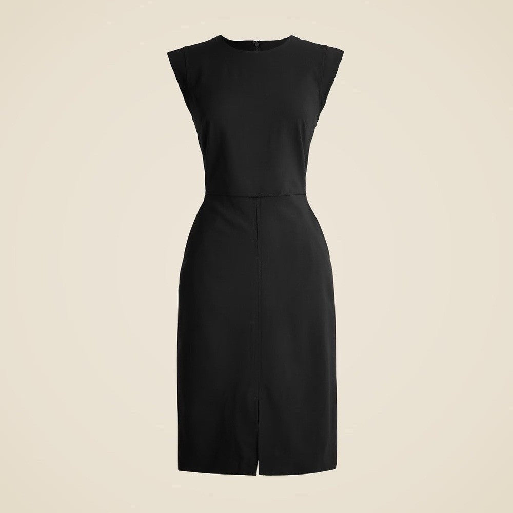 NWT!! J. CREW New Resume Tollegno Italian Wool Dress Solid Black Sheath Preppy 8