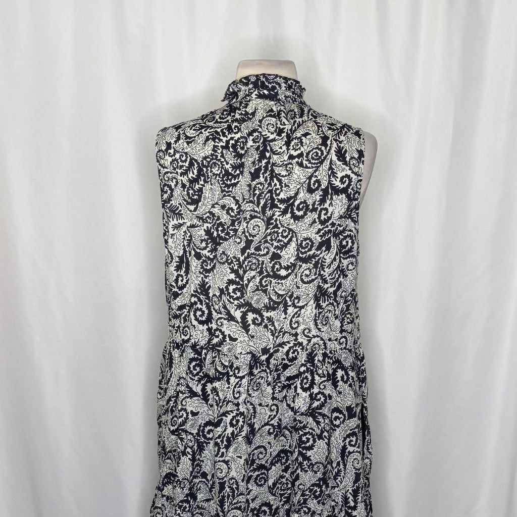 NEW!! Anthropologie MAEVE Marya Tiered Maxi Dress Black Botanical Print Small