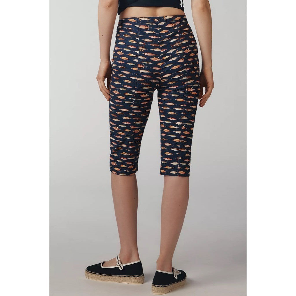 NWT!! Anthropologie MAEVE Fishing Lures Capri Pants Elastic Waist Cropped Medium