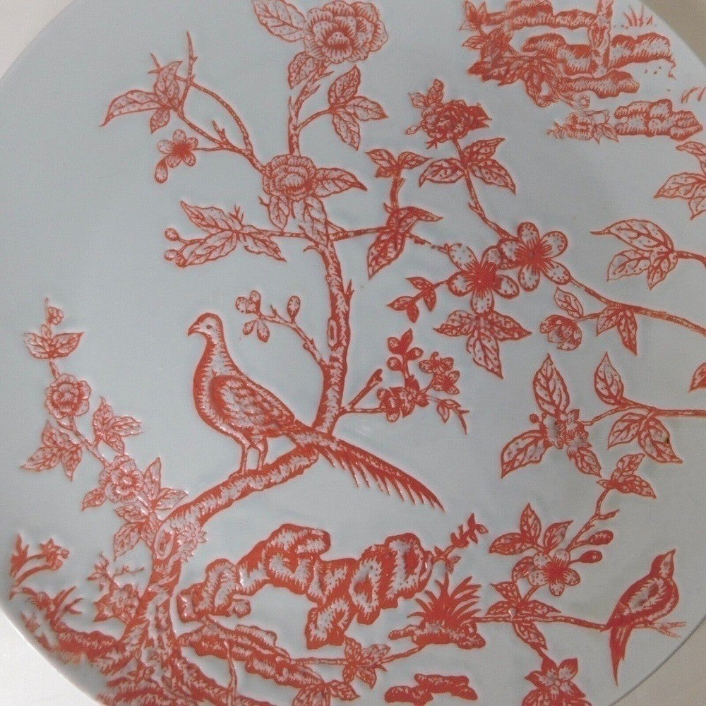 ANTHROPOLOGIE Red White Chinoiserie Serving Platter Dinnerware Porcelain Plate