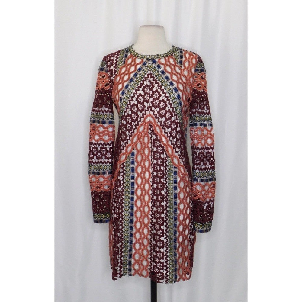 TORY BURCH Beauvoir Guipure Lace Embroidered Crochet Dress Shift Romantic Size 2