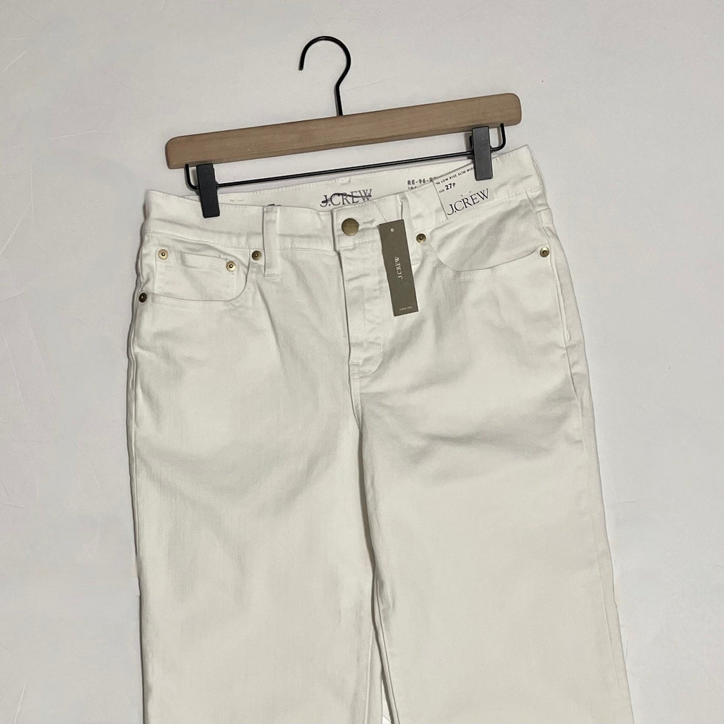 NWT!! J. CREW Lower Rise Full Length Slim Wide Jeans Solid White 27P 27 Petite
