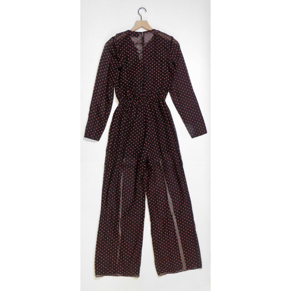 NWT!! THE FIFTH LABEL Titania Jumpsuit Black Red Clip Dot Dots Ruffle X-Small
