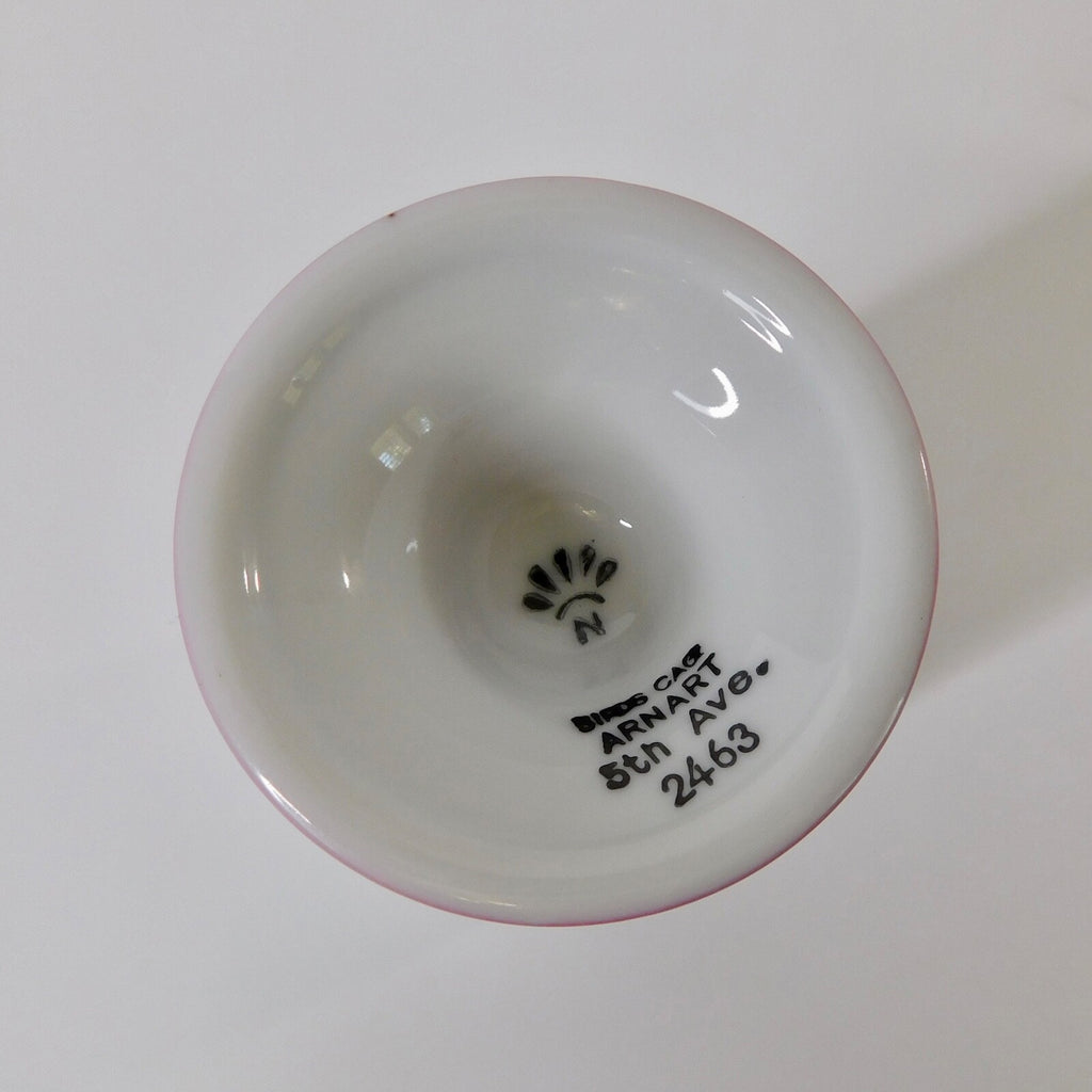 Vintage ARNART 5th Ave Birds Floral Footed Pedestal Mug Coffee Tea Pink White