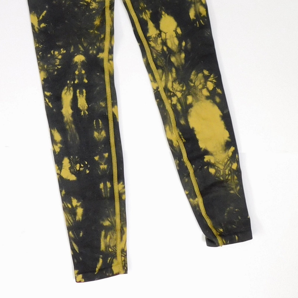 NWT!! GOOD AMERICAN Black & Yellow Tie Dye Seamless Leggings 00 0 X-Small