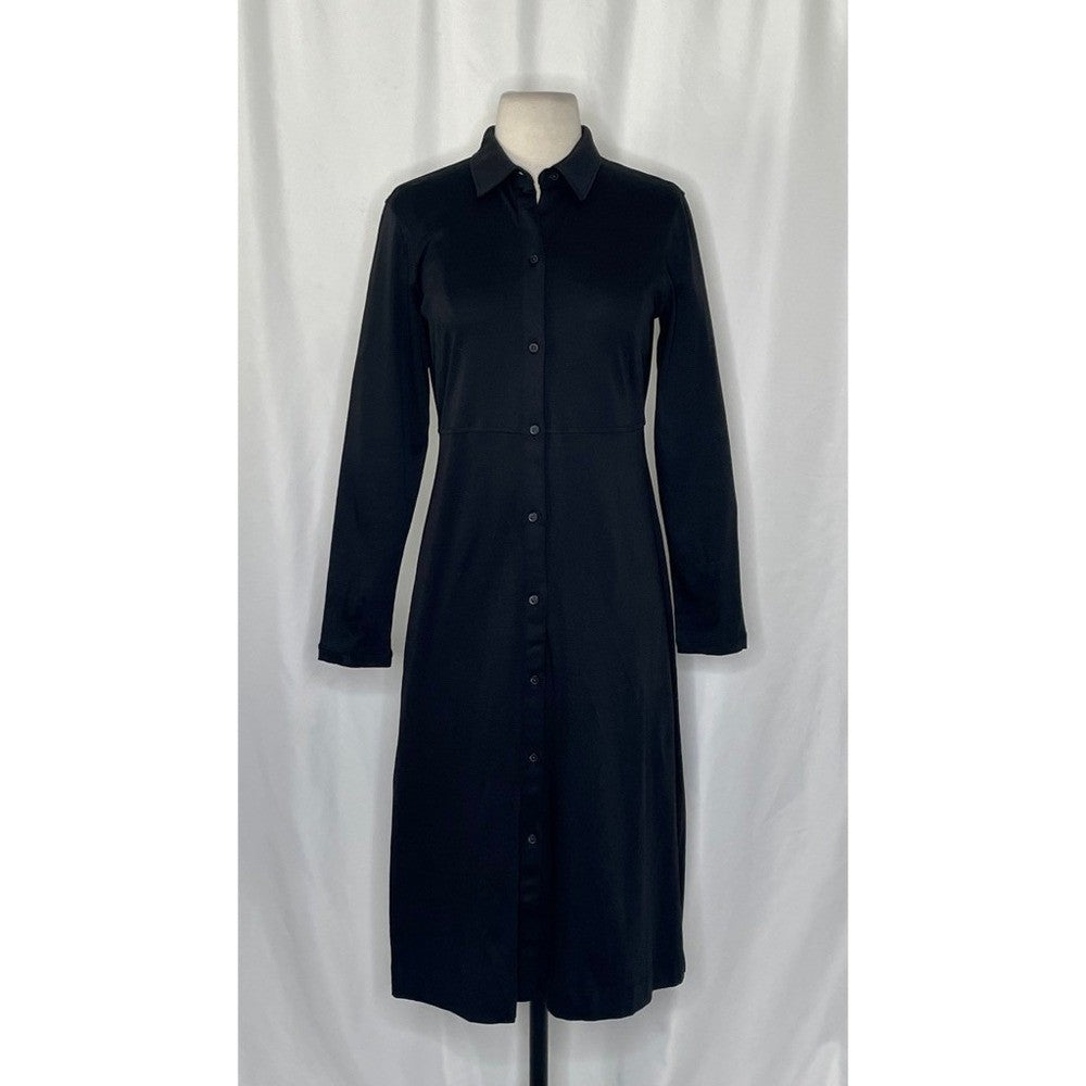 EVERLANE The Luxe Cotton Shirtdress Solid Black Shirt Dress Minimalist Small