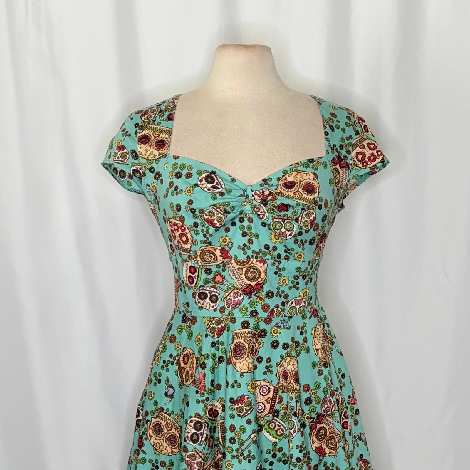HELL BUNNY Sasha Sugar Skull Dress Dia De Los Muertos Rockabilly Retro Large