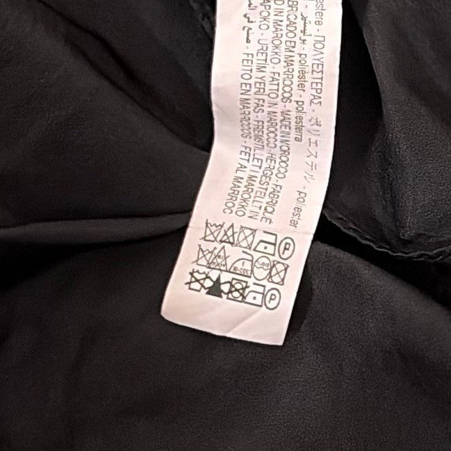 ZARA Black Cropped Pocket Shirt Gathered Long Sleeves Buttondown Solid Small
