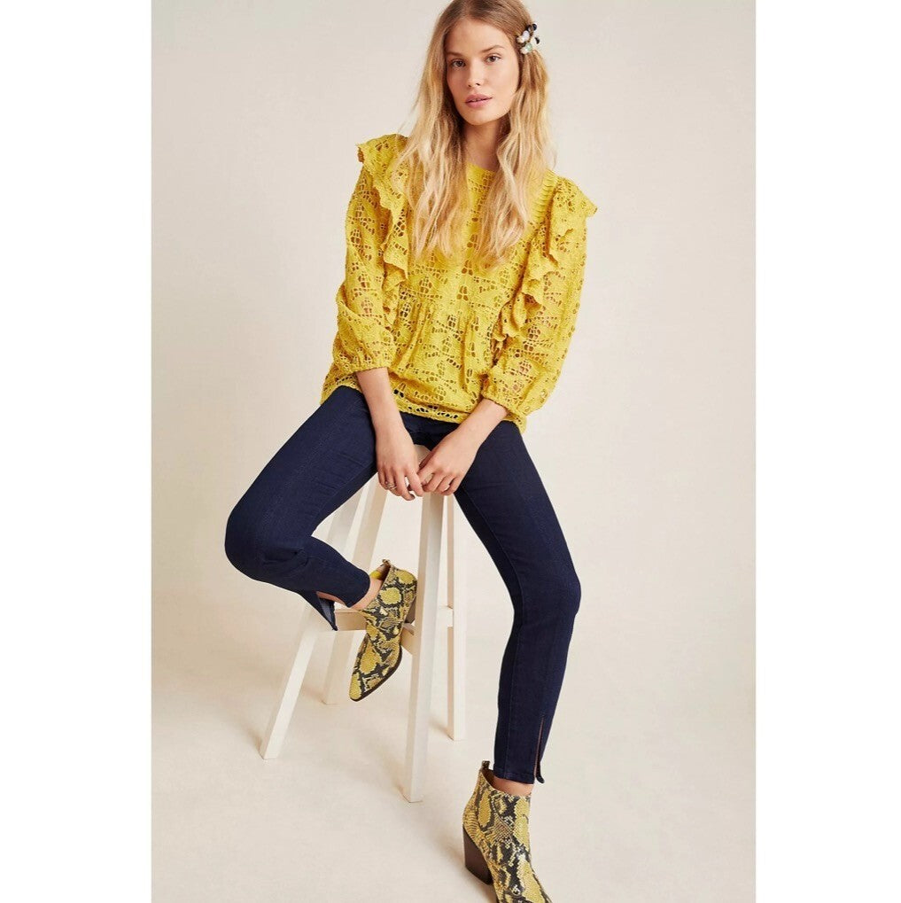 NWT!! ANTHROPOLOGIE Pilcro Slit-Front Skinny Jeans Stretch Dark Wash Size 27