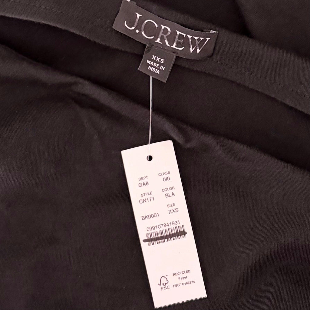 NWT!! J. CREW Stretch Cotton Blend Off the Shoulder Top Solid Black XXS XX-Small