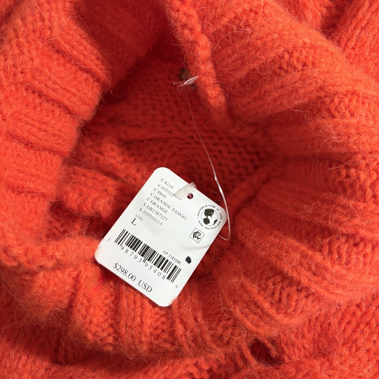 NWT!! FREE PEOPLE Clementine SoftSpun Cable Knit Pullover Solid Orange Large