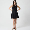 NWT!! J. CREW Factory Ruffle Tie Neck Mini Dress Solid Black Preppy Shift 18