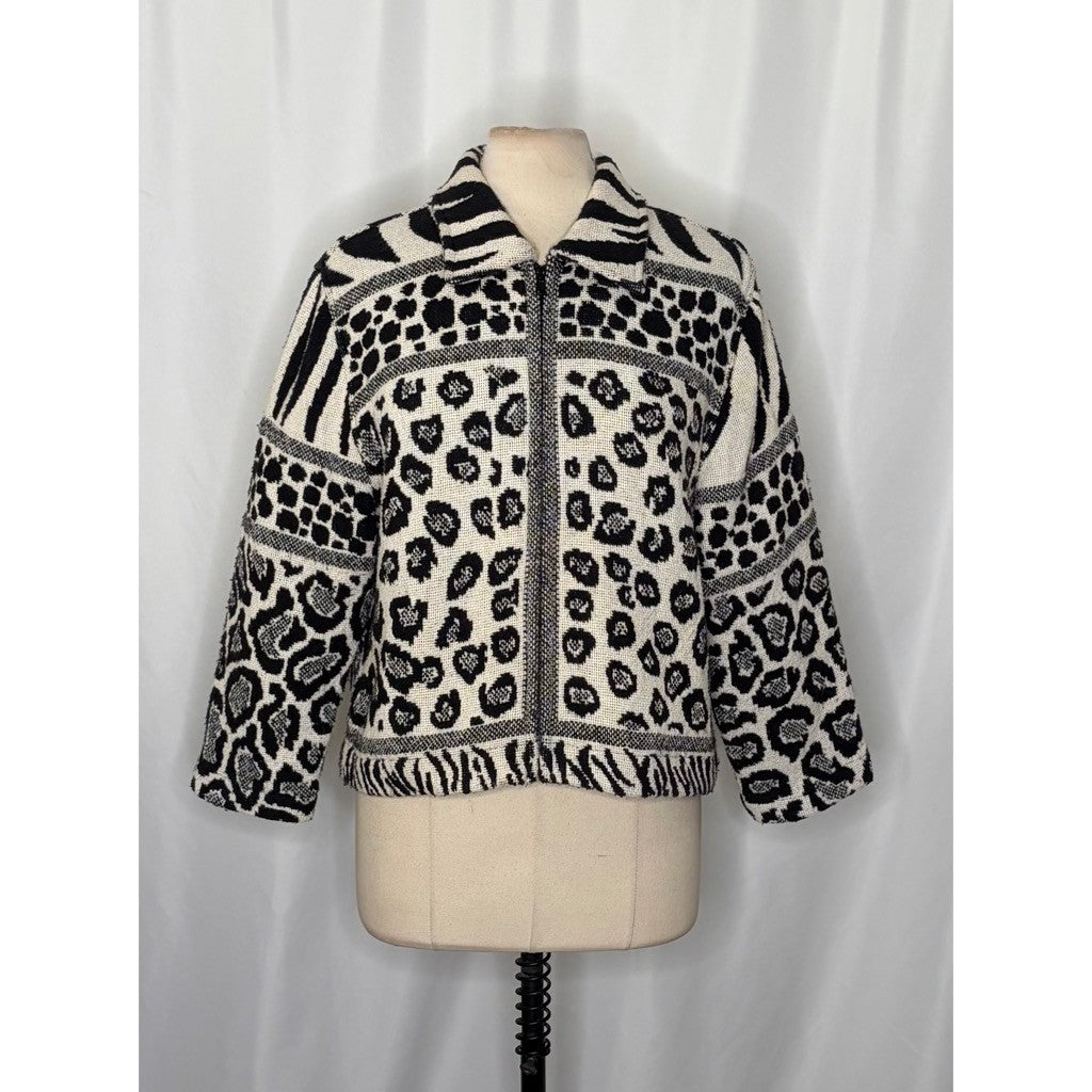 Vintage PAINTED PONY Animal Print Jacket Cropped Cottagecore Western Medium